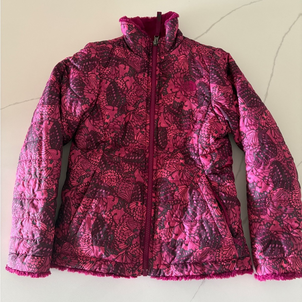 The North Face Girls Reversible Mossbud Swirl Jacket Size S 7/8